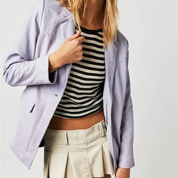 NWT Free People X Deadwood Brooke Recycled Leather Blazer Jacket Z567
